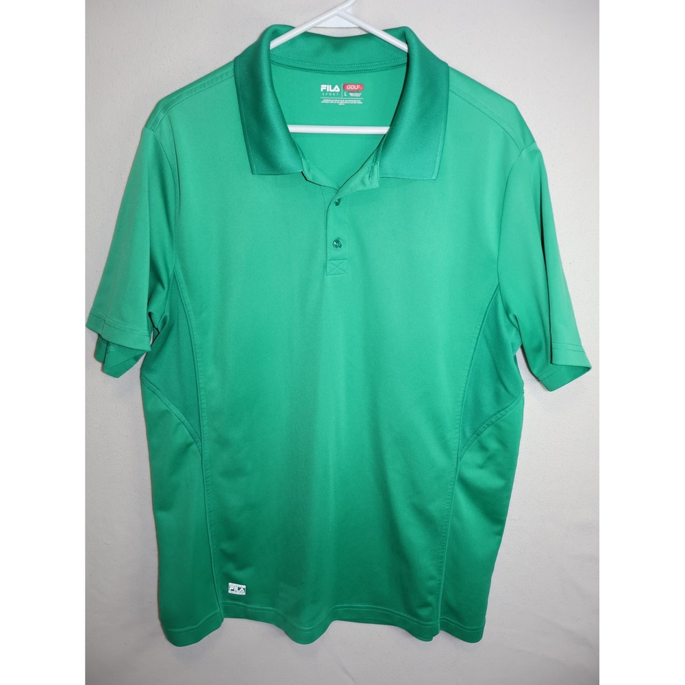Fila Sport Golf Polo Shirt Mens Large Green Athletic Fit Short Sleeve Polyester